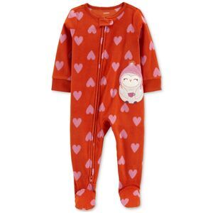 Carter's Baby Girls Microfleece Long Sleeve Footed One Piece Pajama, 18 Months,